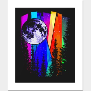 Northern Lights Moon Posters and Art